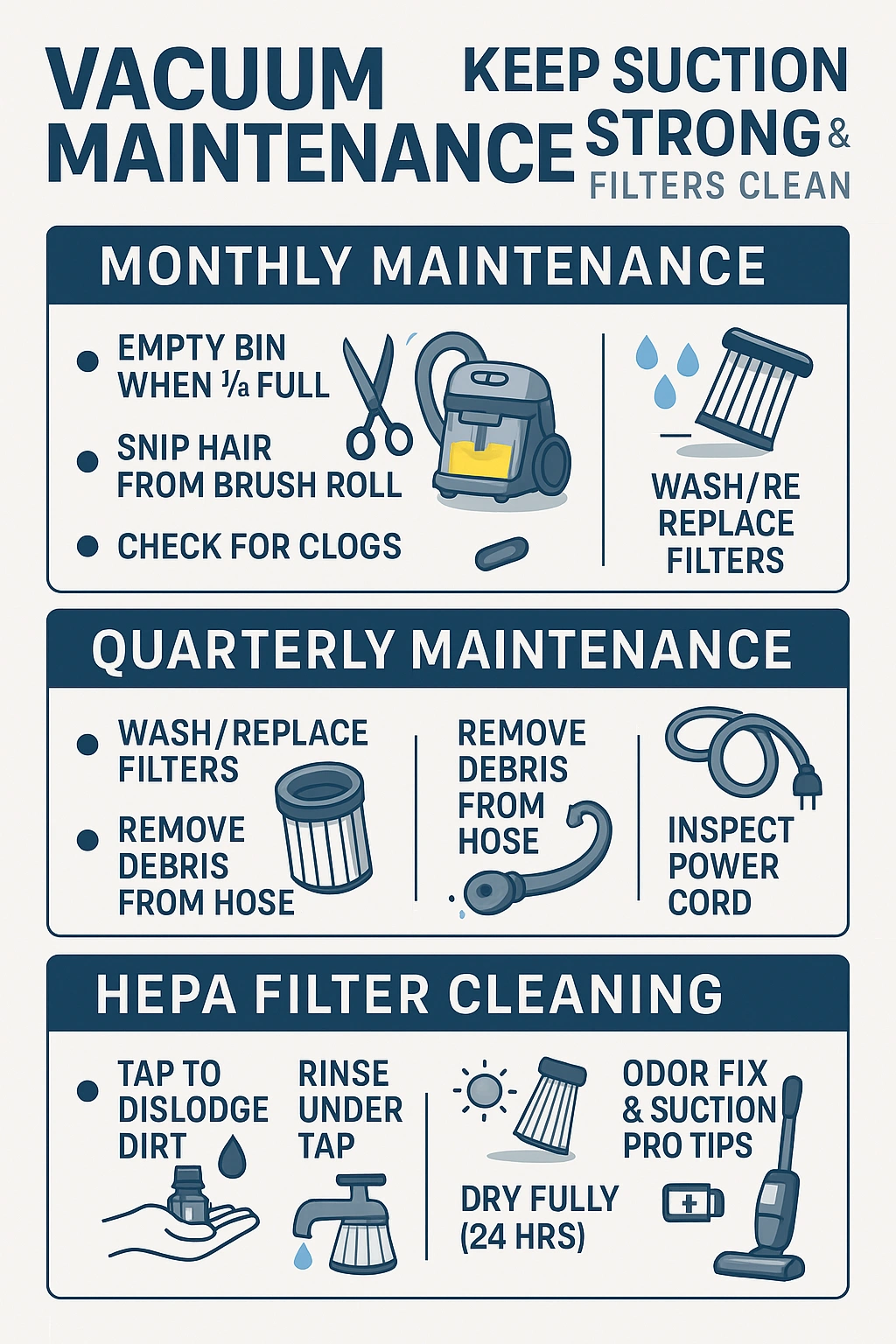 Vacuum Cleaner Maintenance Tips: Keep Suction Strong & Filters Clean